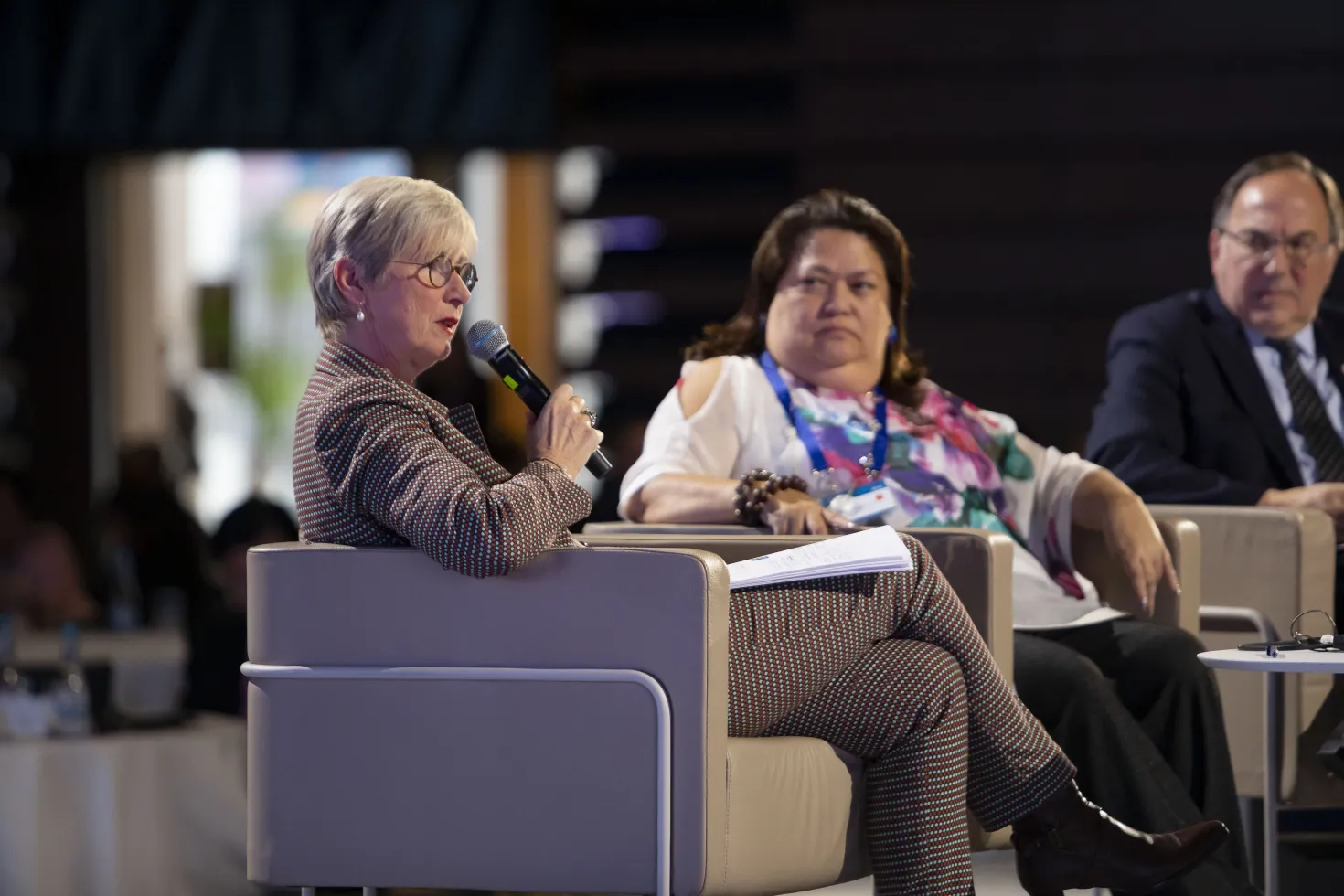 Bente Mikkelsen speaking at the 2019 World Cancer Leaders' Summit in Kazakhstan