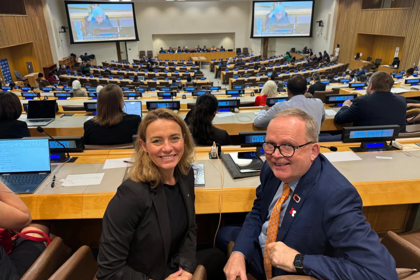 Cary and Ingrid Stenstadvold Ross, Secretary-General of the Norwegian Cancer Society at the high-level meeting in New York.