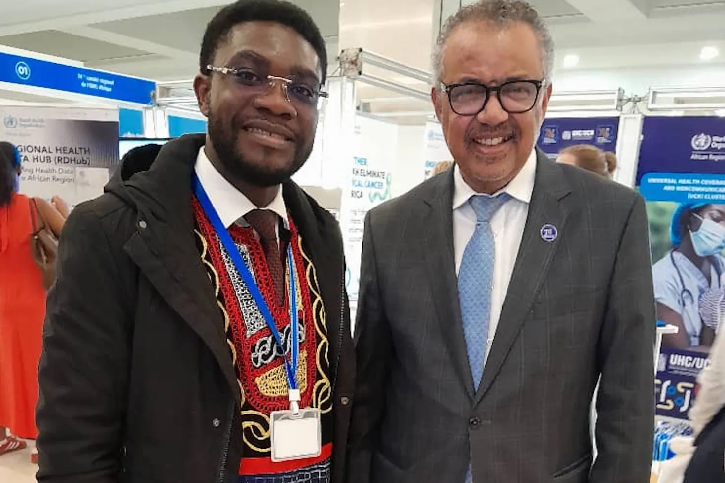 Ferdinant Mbiydzenyuy Sonyuy, CEO of RADA in Cameroon, with Dr Tedros Adhanom Ghebreyesus, Director-General of WHO