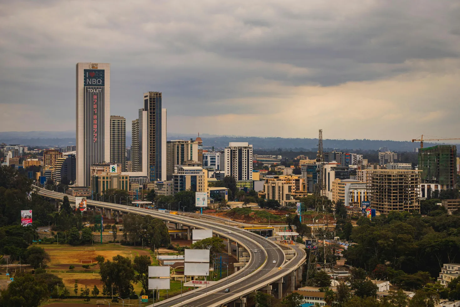 A picture of skyscrapers and the city skyline of Nairobi, Kenya