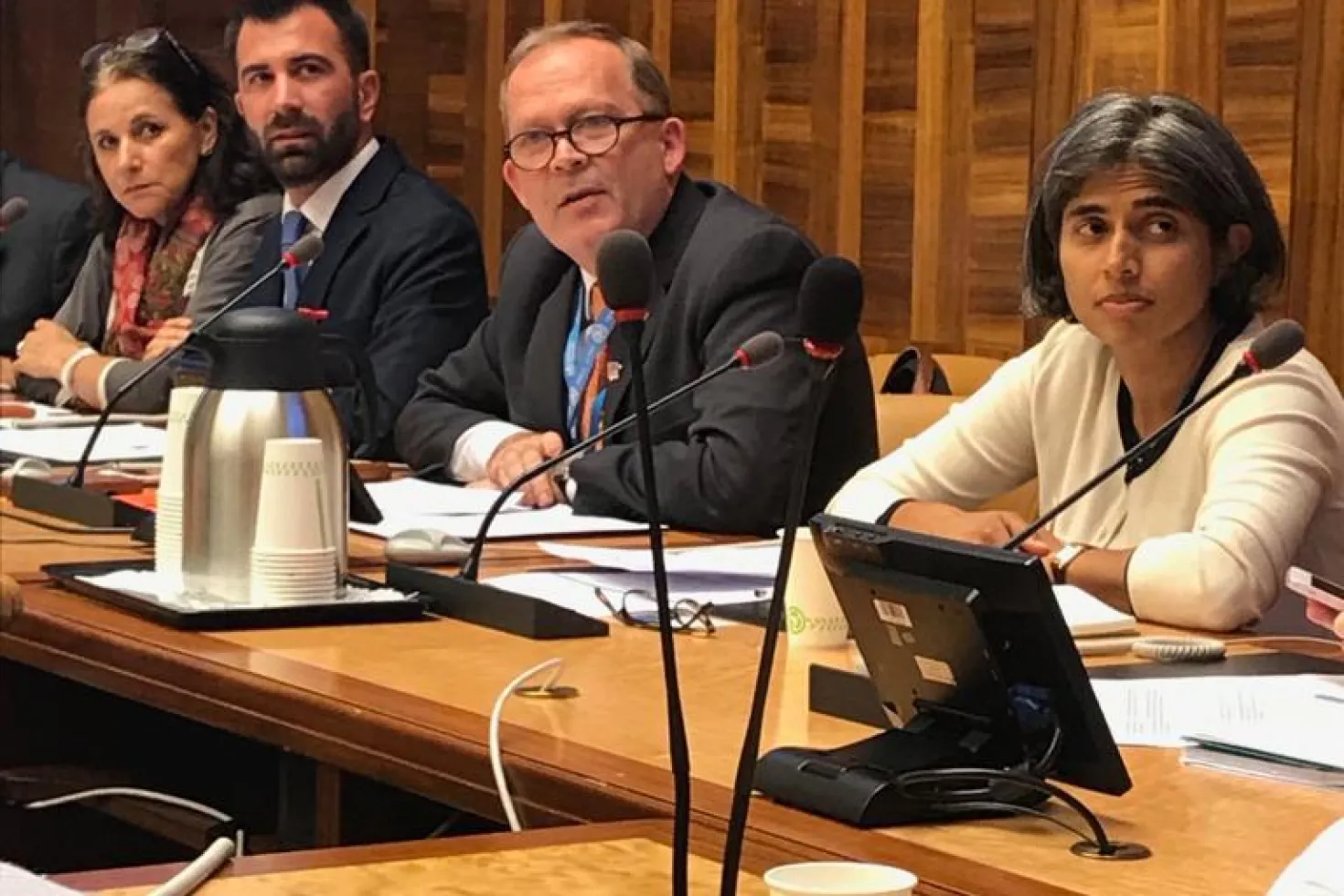 Dr Cary Adams speaking at WHA72 