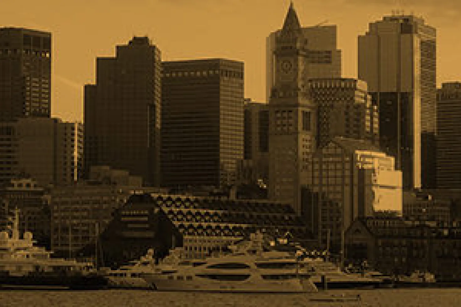 Boston skyline at sunset
