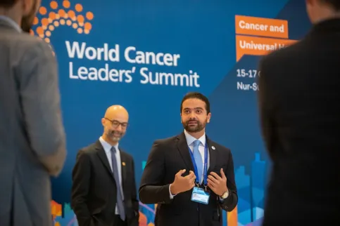 Participants speaking at the World Cancer Leaders' Summit 2019