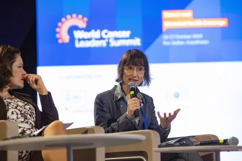 Dr Elisabete Weiderpass, Director of IARC, speaking at the World Cancer Leaders' Summit 2019 in Kazakhstan