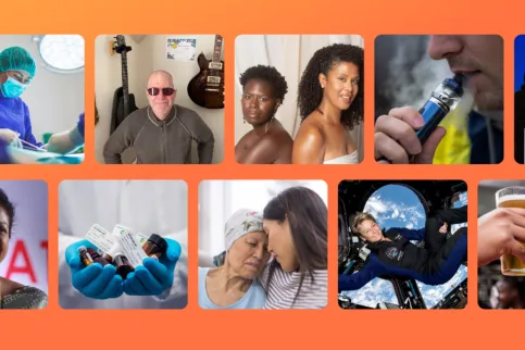 Promotional banner for UICC's Let's Talk Cancer featuring vignettes of past participants