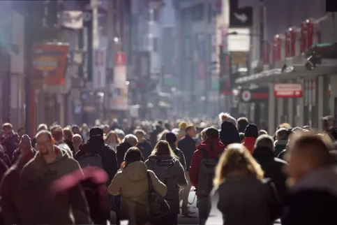 Crowd of people in a city