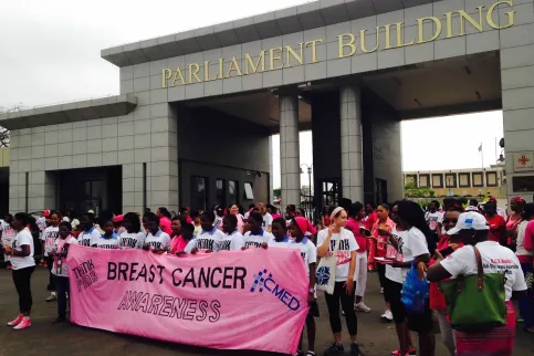 Demonstration for breast cancer awareness month
