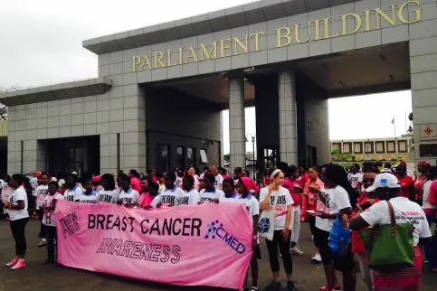 Demonstration for breast cancer awareness month