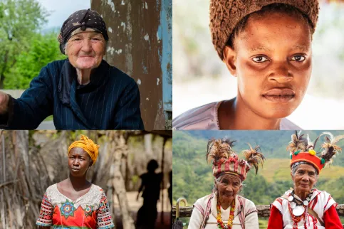 Collage of different faces and people smiling