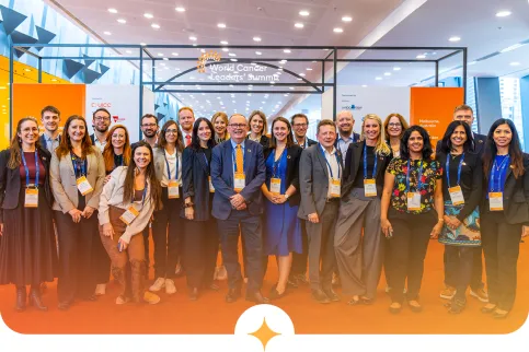 Diverse group of organisation staff with orange hue