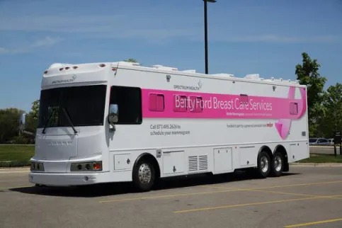 Pink bus for mammograms