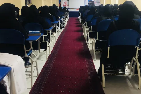 Women in Afghanistan attending a workshop on breast cancer awareness