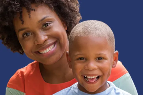 Mother with child supporting the theme of World Hepatitis Day on 28th July, Hep can't wait