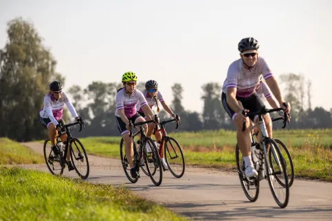 Employees of Bristol Myers Squibb riding for the Ger Power Irish team in the 2021 Country to Country for Cancer ride