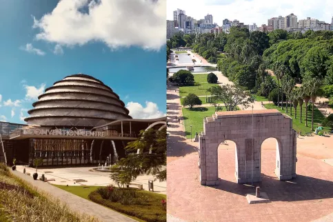Kigali Rwanda and Porto Alegre, Brazil