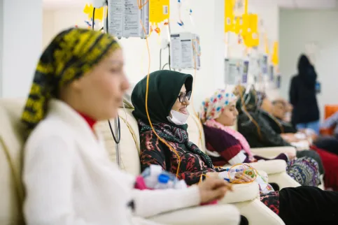 A training dedicated to TNM staging was organised for the WHO Eastern Mediterranean Region, where the cancer burden is increasing rapidly but has limited cancer incidence data. Patients at Istanbul University Oncology Institute.