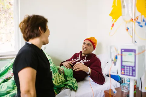 Male cancer patient at the Istanbul Oncology Institute Turkey, illustrating cancer survivorship and the need to hear the voice of cancer patients to improve support in cancer care