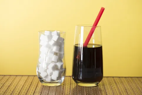 An illustration of how much sugar a soda contains.