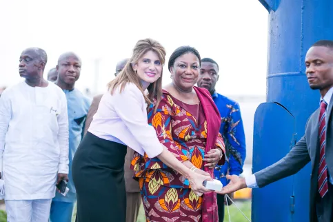 UICC President HRH Princess Dina Mired with First Lady Mrs Rebecca Akufo-Addo at the World Cancer Day 2019 Commemoration Event in Kumasi, Ghana - Photo © BCI Ghana