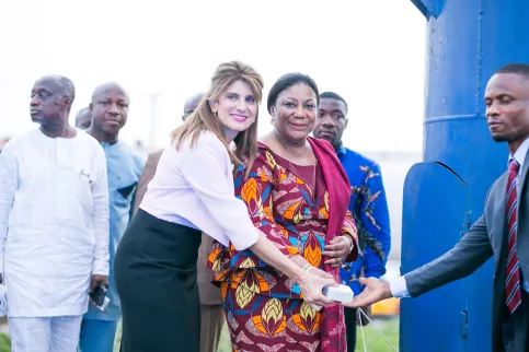 UICC President HRH Princess Dina Mired with First Lady Mrs Rebecca Akufo-Addo at the World Cancer Day 2019 Commemoration Event in Kumasi, Ghana - Photo © BCI Ghana