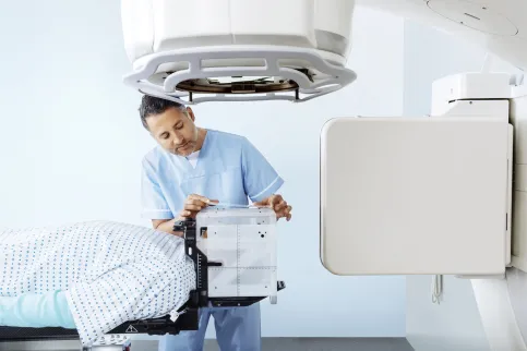 Cancer patient receiving radiotherapy