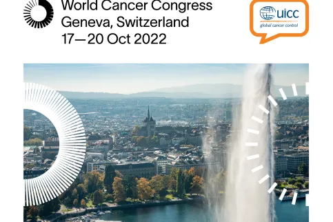 Promotional banner for UICC's World Cancer Congress 2022 taking place in Geneva, Switzerland on 18-20 October.