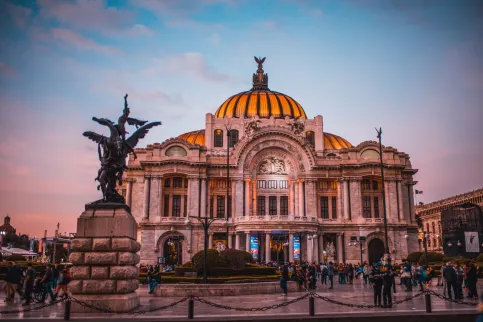 ancient architecture backlit Mexico