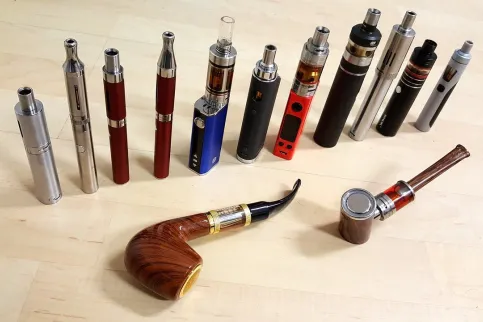 A collection of different e-cigarette/vaping devices