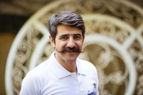 Man with a moustache for Movember supporting men's health