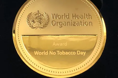 Picture of a World No Tobacco Day Award medal