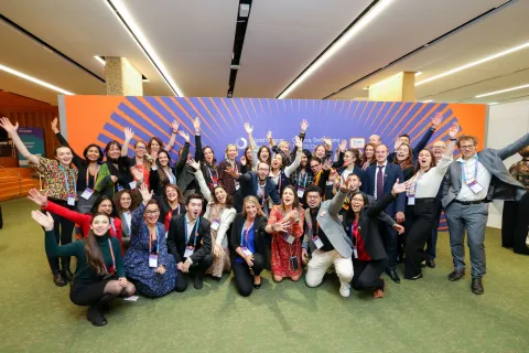 The UICC Team pose for a fun photos at the World Cancer Congress 2022 in Geneva, Switzerland