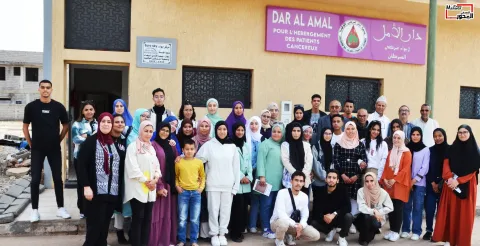 Volunteers and patients staying at the home built by the Association des Malades Atteints de Leucémie (AMAL) in Marrakesh, Morocco