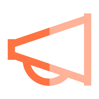 Orange loudspeaker/megaphone icon