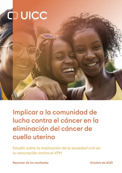 Cubierta de "Implicar a la comunidad de lucha contra el cáncer en la eliminación del cáncer de cuello uterino"
