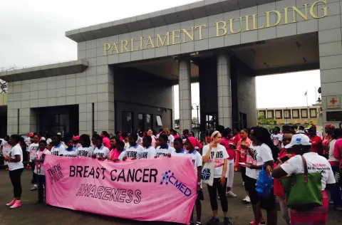 Demonstration for breast cancer awareness month
