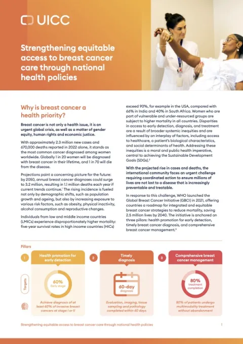 Strengthening equitable access to breast cancer care through national health policies _ cover