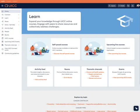 A screenshot of the "Learn" page on UICC Connect