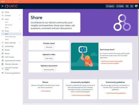 UICC Connect Share landing page