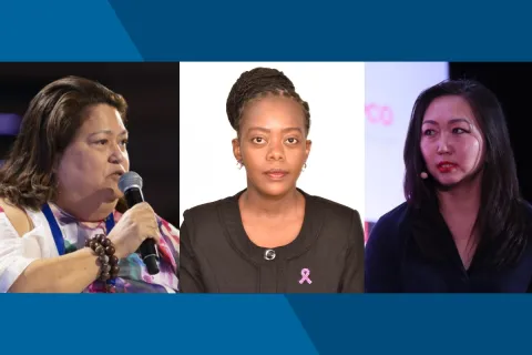 Carmen Auste, CEO of the Cancer Warriors Foundation (left), Christine Mugo-Sitati, Executive Director of KENCO (centre) and Tsetsegsaikhan Batmunkh, Advisor to the Minister of Health of Mongolia and Director of the Medicines and Medical Devices Regulatory Agency (right)