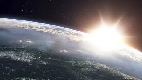 sun over the earth's horizon