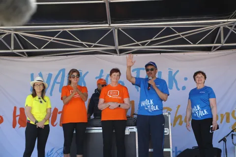 Dr Tedros, Sanchia Aranda and Princess Dina Mired at the Walk the Talk event in Geneva Dr Tedros, Sanchia Aranda and Princess Dina Mired at the Walk the Talk event in Geneva