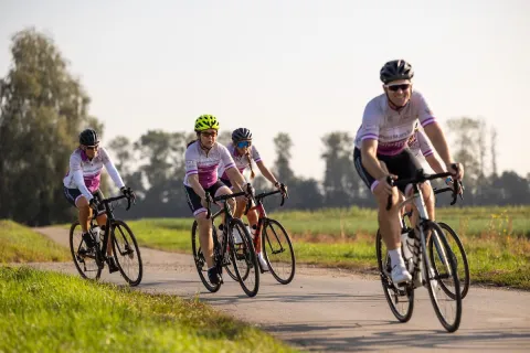 Employees of Bristol Myers Squibb riding for the Ger Power Irish team in the 2021 Country to Country for Cancer ride