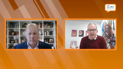 Mark Middleton, CEO of ICON Group, left; Dr Cary Adams, CEO of UICC, right.