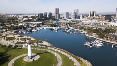 Aerial view of Long Beach, California, where UICC's 2023 World Cancer Leaders' Summit will take place.
