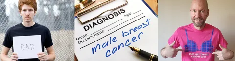 Poster by Male Breast Cancer Global Alliance featuring a number of men