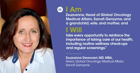 Zsuzsanna Devecseri, MD, Head, Global Oncology Medical Affairs, Sanofi Genzyme, makes her "I Am and I Will" pledge for World Cancer Day 2021