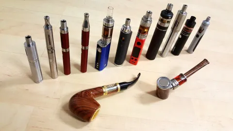 A collection of different e-cigarette/vaping devices A collection of different e-cigarette/vaping devices