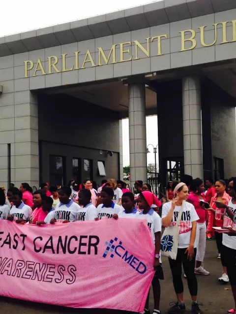Demonstration for breast cancer awareness month
