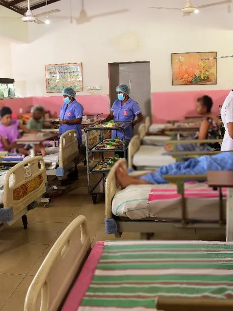 Rows of hospital beds in Sri Lanka