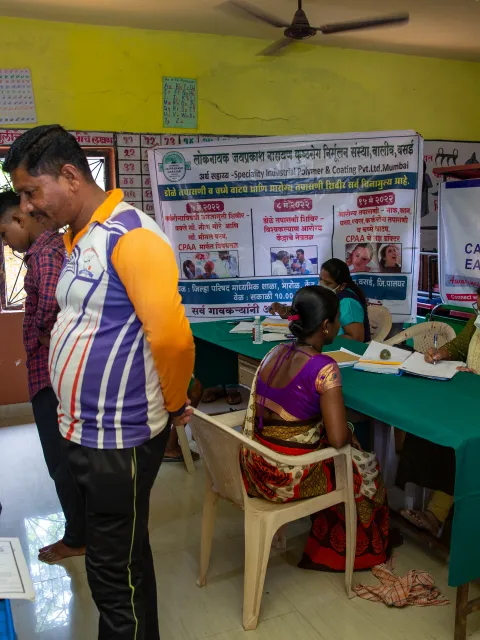 People visiting a cancer screening and early detection camp organised by the Cancer Patients Aid Association in India